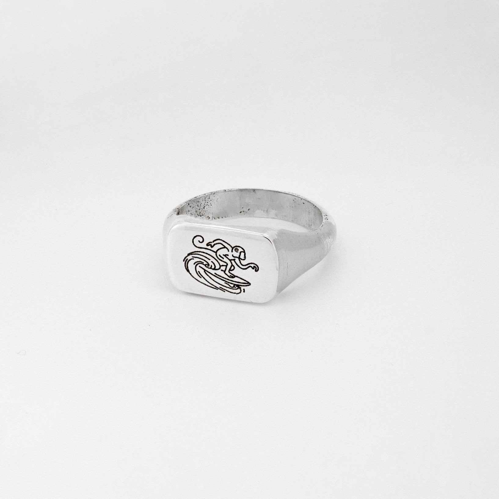 The Surfing Monkey Signet Ring - Surf Ring in 925 Sterling