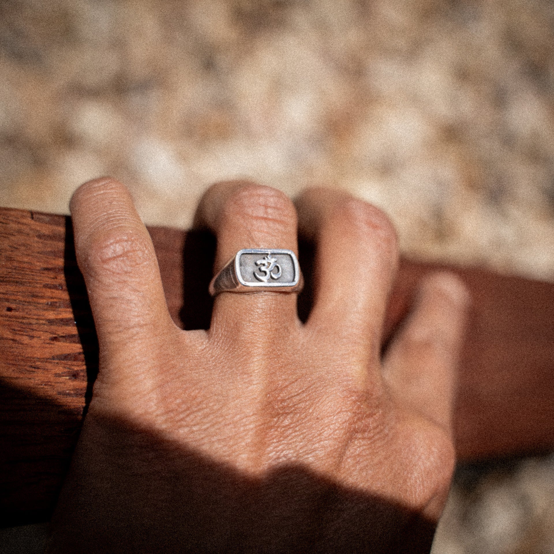 The Aum Sanskrit - Sterling Silver Unisex Signet Signet Ring - The Karma Collection - Sailors and Seekers