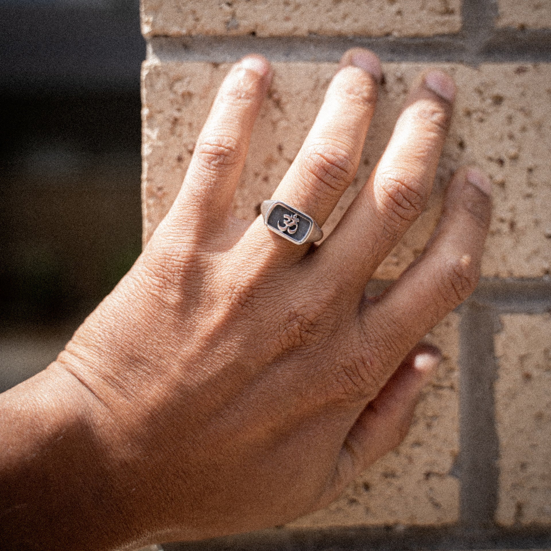 The Aum Sanskrit - Sterling Silver Unisex Signet Signet Ring - The Karma Collection - Sailors and Seekers