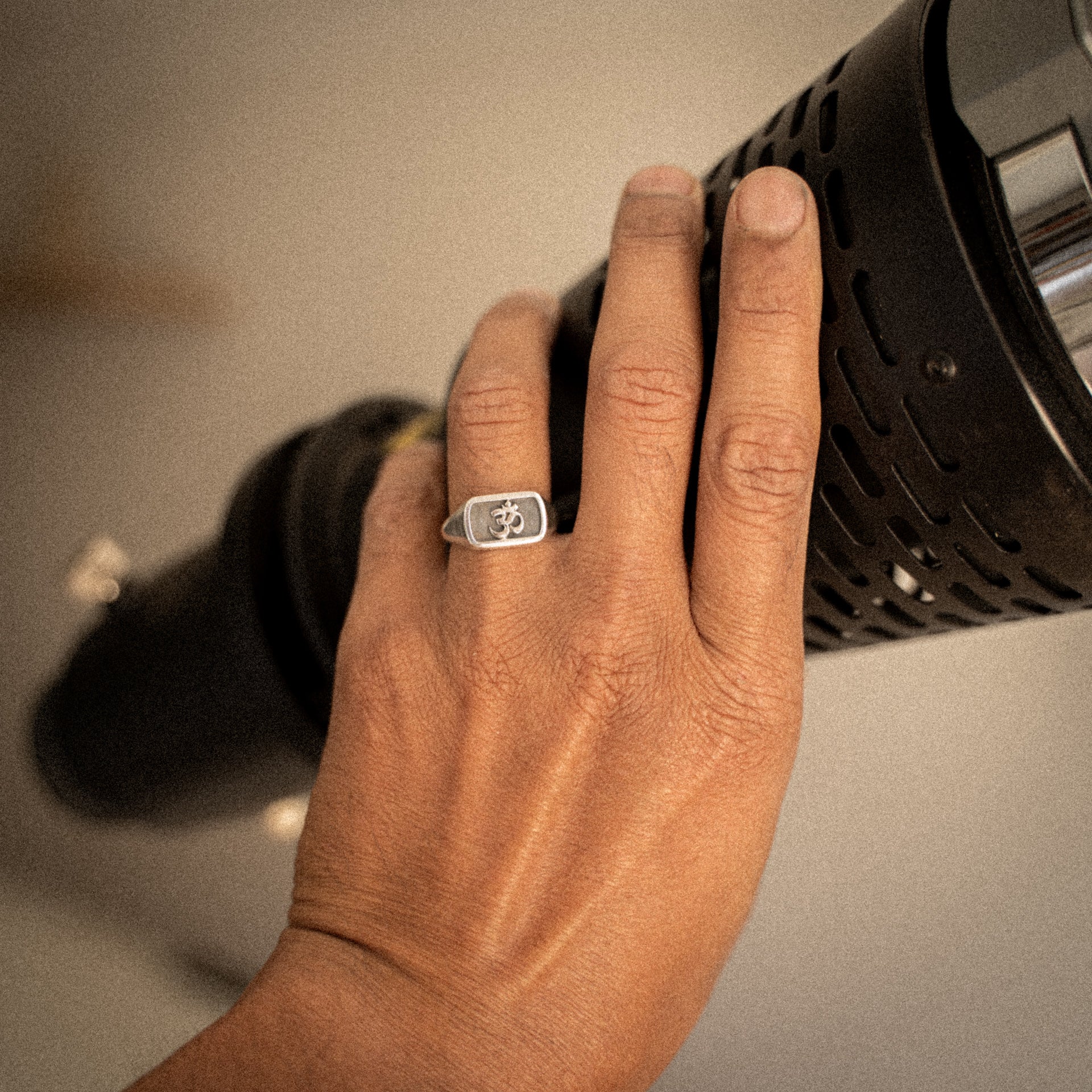 The Aum Sanskrit - Sterling Silver Unisex Signet Signet Ring - The Karma Collection - Sailors and Seekers