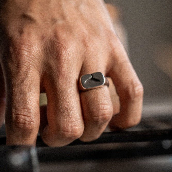 The BuriBuri Signet Ring - Whale Tail Design in 925 Sterling Silver - Surf Coast Collection - Sailors and Seekers