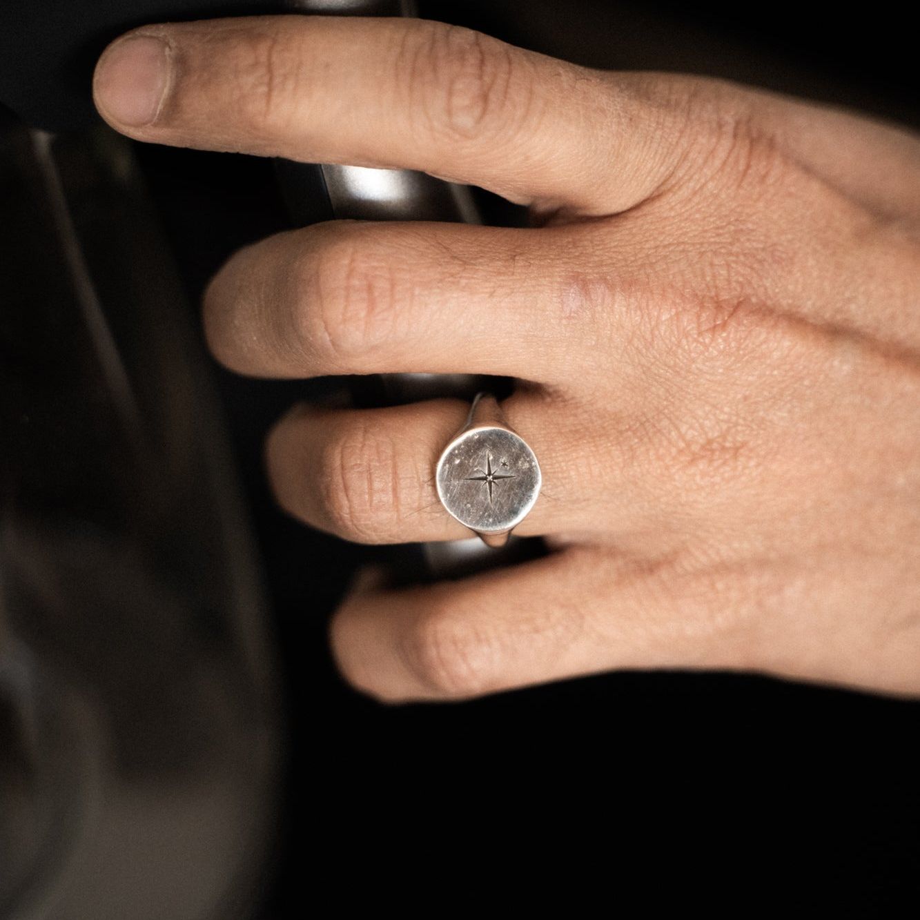 North Star Signet Ring, Sterling Silver Compass Ring – Sailors and