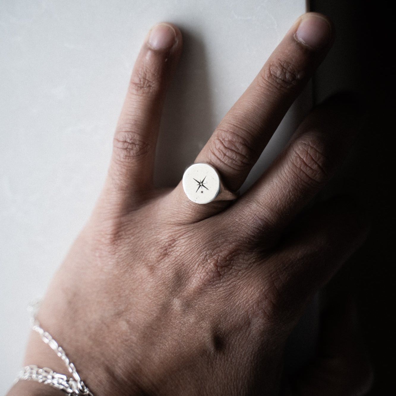 North Star Signet Ring, Sterling Silver Compass Ring – Sailors and