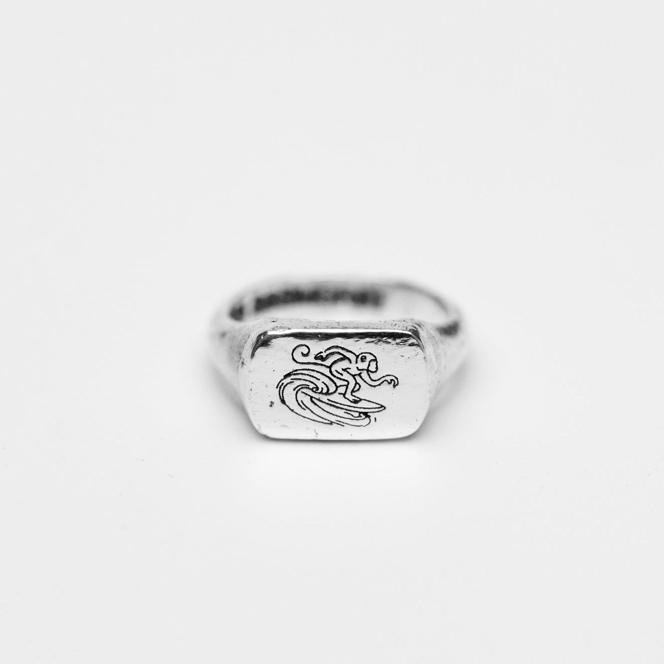 The Surfing Monkey Signet Ring - Surf Ring in 925 Sterling
